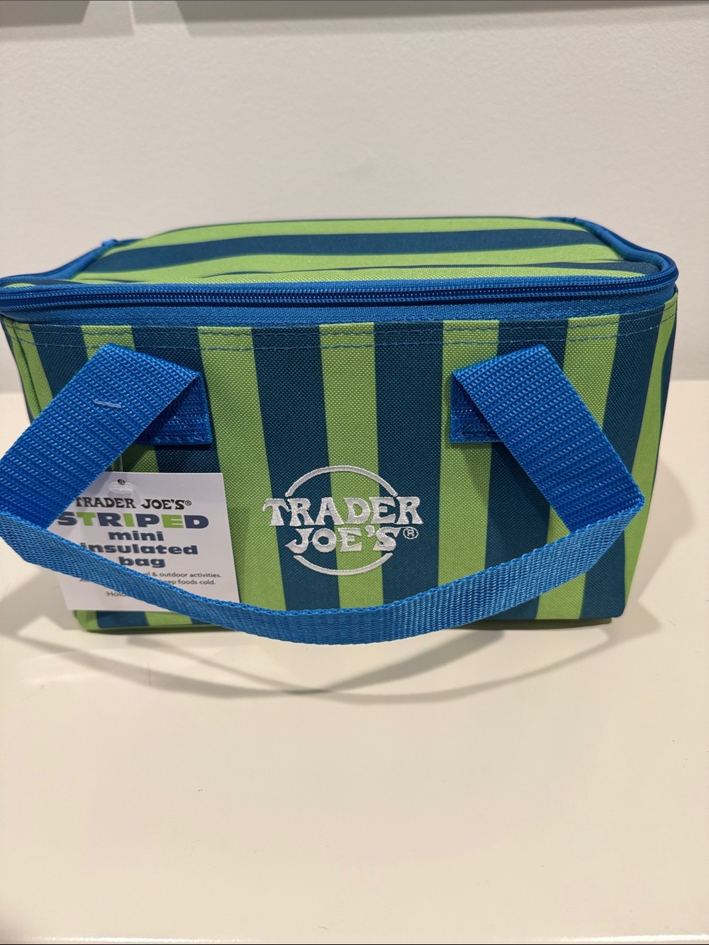 Trader Joe's Green & Blue Striped Insulated Lunch Bag